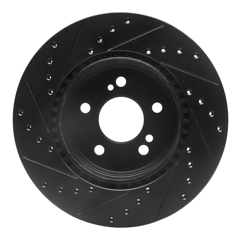 Mercedes-Benz SL600 Brake Rotor (1) - Rear Right - R1 Concepts - Drilled & Slotted - Black - `93-`02